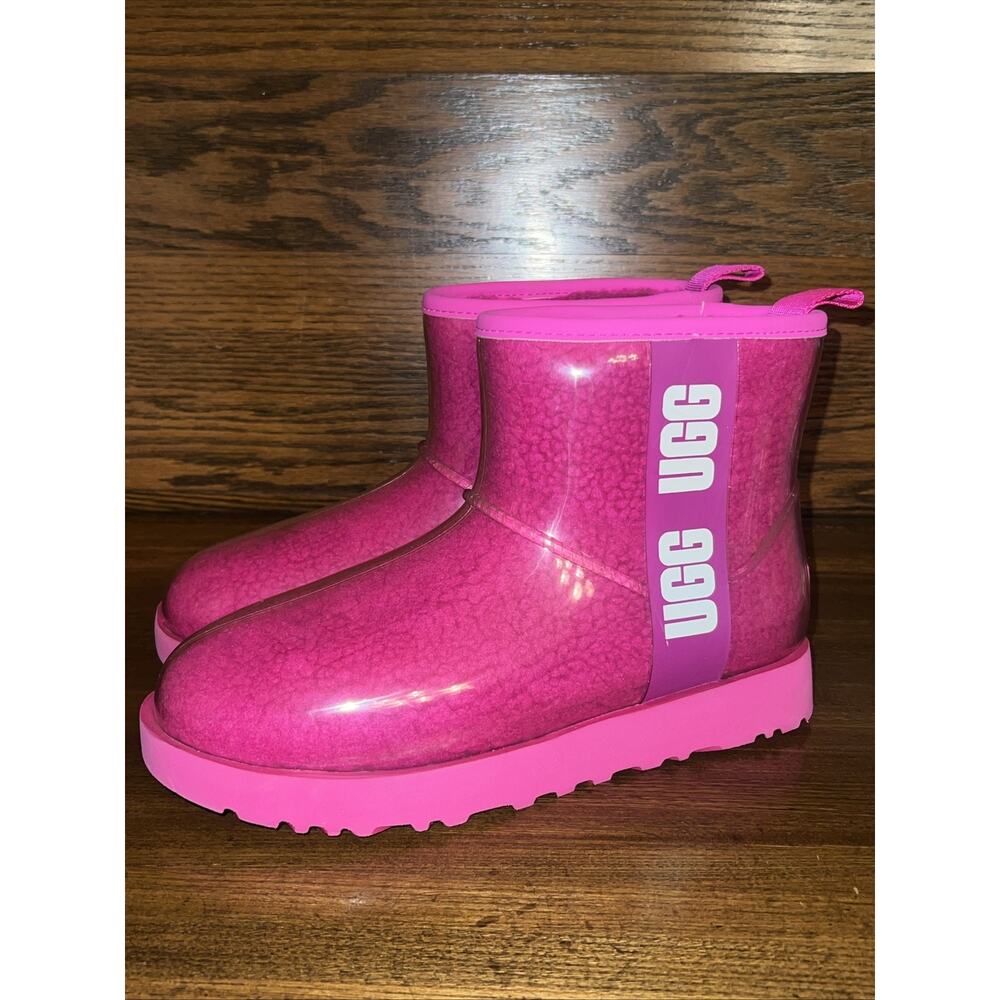 UGG CLASSIC CLEAR MINI ROCK ROSE PINK WATERPROOF ANKLE BOOT SIZE 7 WOMEN - Picture 3 of 10